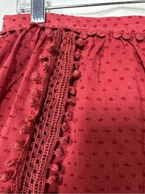 J Crew Textured Pom-Pom Trim Swiss Dot Short Skirt in Dusty Pomegranate Size 6.